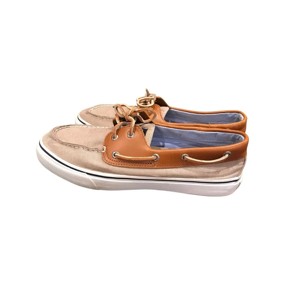 Sperry Top Sider Men's Tan‎ Canvas Boat Shoes Lace Up Casual Sneakers Size 12